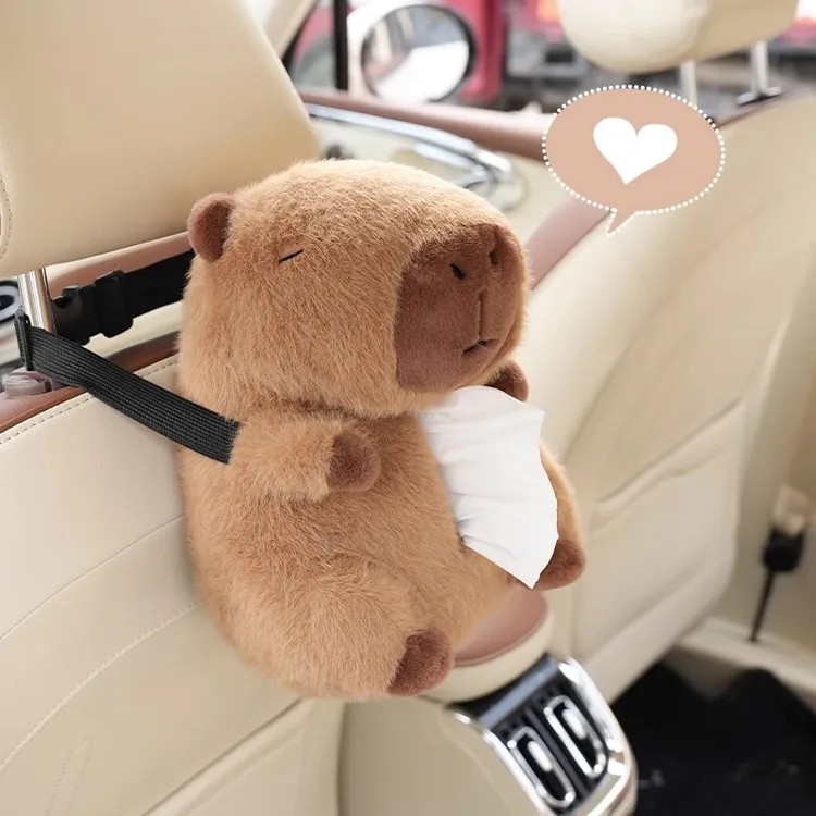 卡通汽车纸巾盒网红卡皮巴拉挂式纸巾盒多功能车用扶手箱抽纸盒