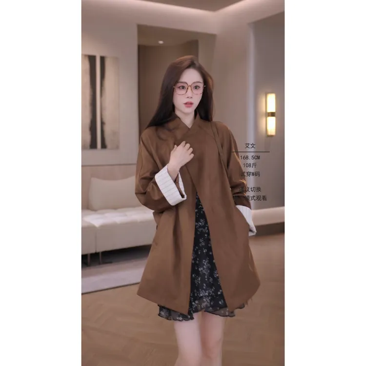2025早秋新款韩里韩气的巨好看中长款立领薄款休闲风衣外套女春秋