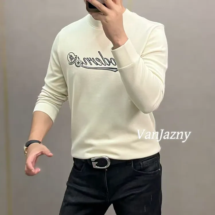 【VanJazny】新款男士时尚休闲字母图案长袖圆领T恤53128
