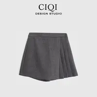 CIQI STUDIO设计感褶皱不规则百搭轻奢显瘦时尚气质短裤9383