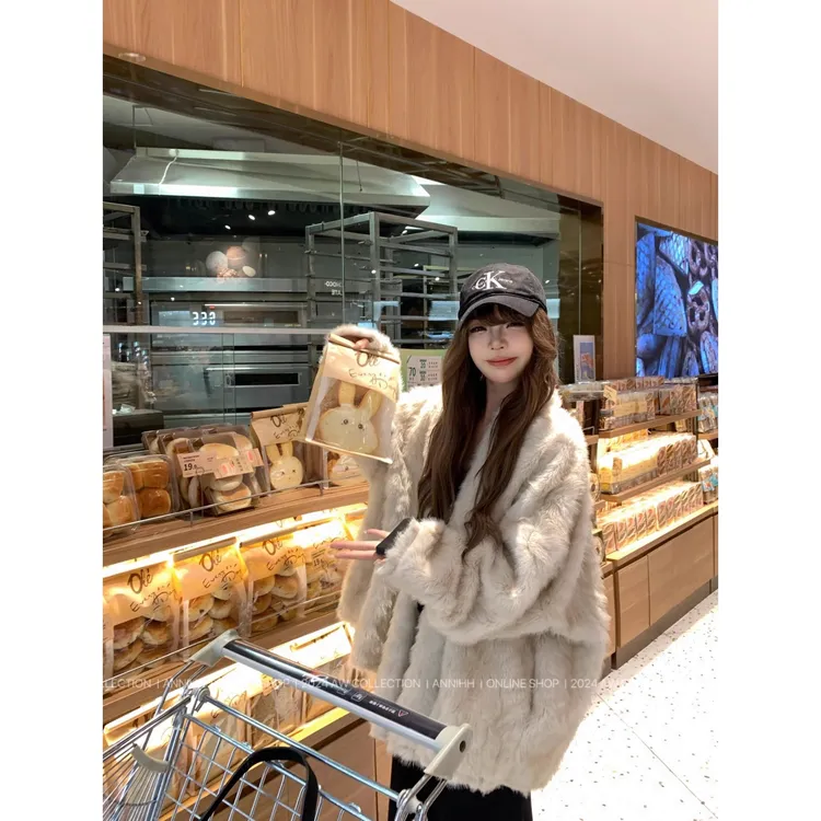 冬季慵懒宽松韩版皮毛一体大衣水貂毛廓形毛毛外套女