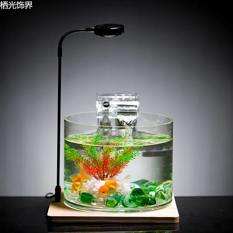 急速发货圆柱大型玻璃鱼缸客厅直筒小型水培金鱼缸乌龟缸造景水族