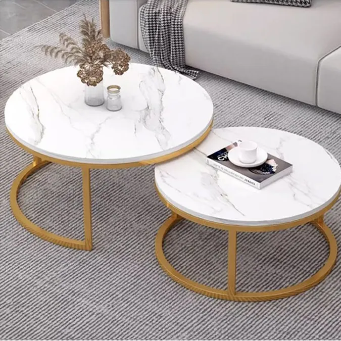2024新款岩板新款茶几轻奢北欧现代客厅大理石家用小户型圆形桌子