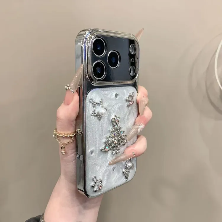 滴胶立体闪钻圣诞树适用于iphone17promax苹果16手机壳小众15个性