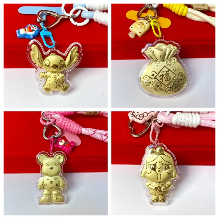 水贝爆款史迪仔小奶龙哭娃蜡笔小新可爱创意钥匙扣手机挂件送礼