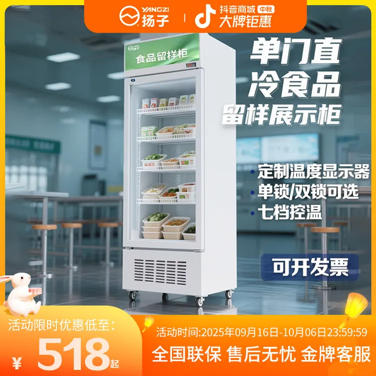 扬子冷藏保鲜幼儿园食品留样柜带锁餐厅食堂小冰箱商用展示留样柜