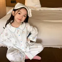 女童睡衣a类纯棉春秋款儿童家居服全棉宝宝棉纱睡衣儿童36