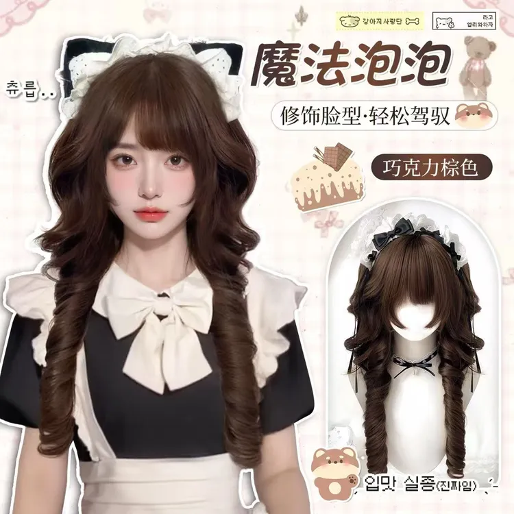 【魔法泡泡】花间辞假发日系水母卷公主头短鬓角甜美可爱Lolita假发