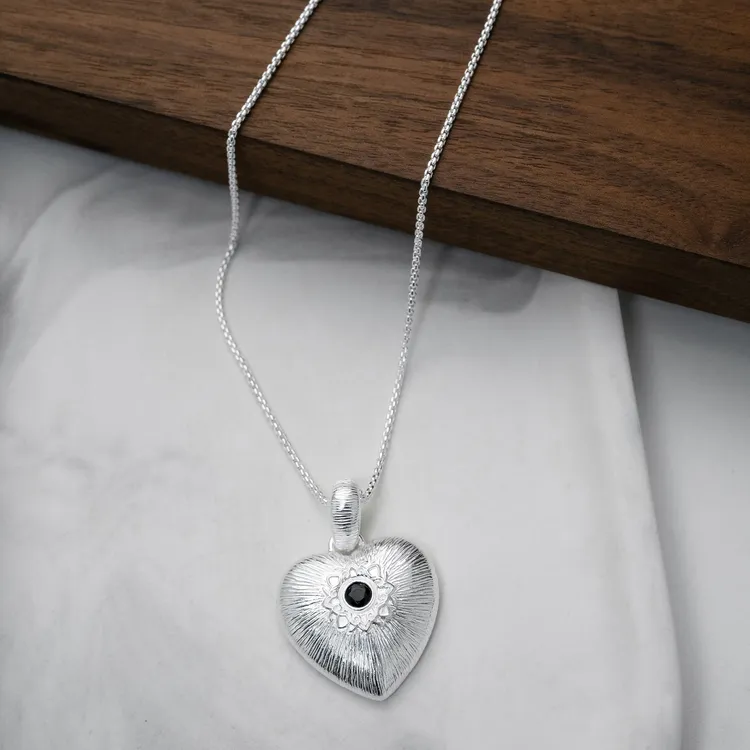 链子925银合成锆石 韩版简约气质爱心项链女毛衣链百搭高级小众感