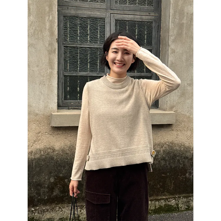 LANGQING 高级叠穿感时髦羊毛混纺针织衫马甲46116#