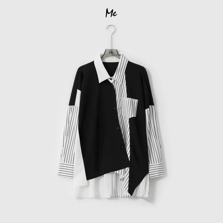 ME【黑骑士】不规则斜裁拼接设计感时尚百搭休闲一手长外套MESA0088