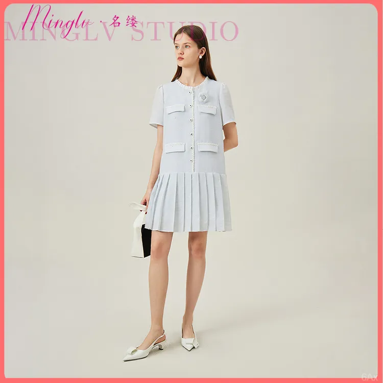 名缕经典小香风花裙子立体复古精致夏季新款连衣裙子女品牌