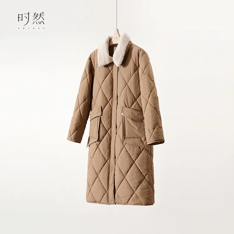 时然微胖大码女装胖妹妹秋冬保暖中长款冬季棉服外套女S3DAAB001