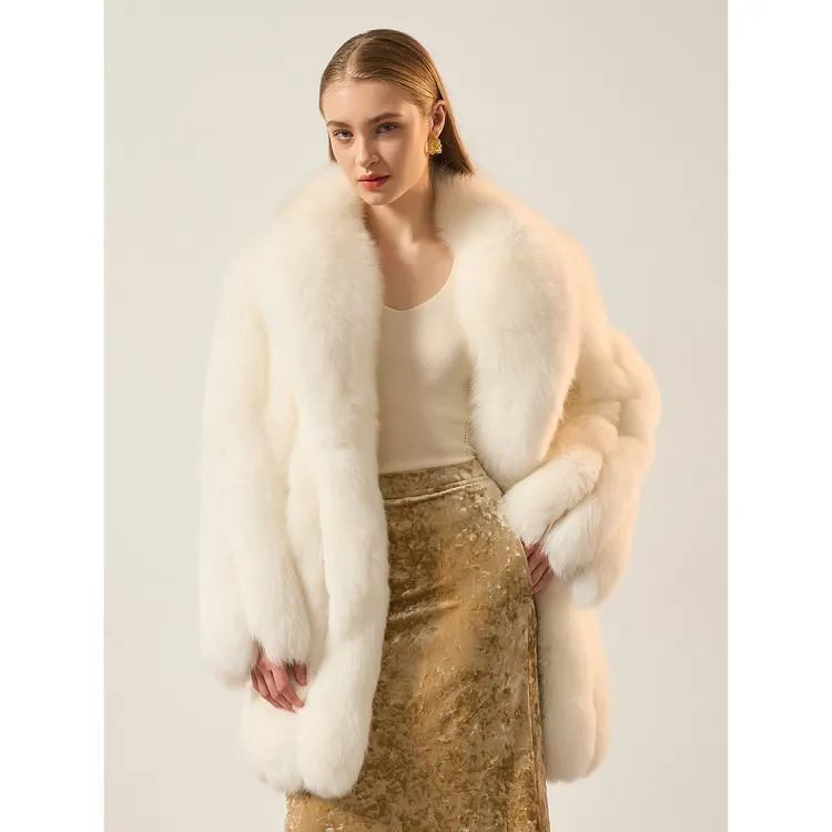 索菲特皮草「威尼斯」进口狐狸毛整皮中长款年轻款新款女皮草外套