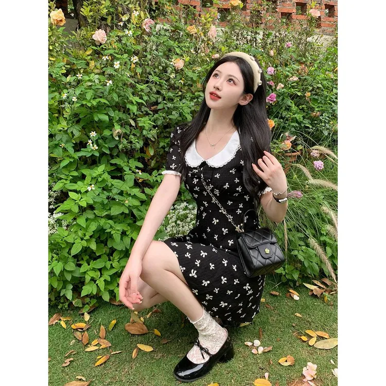 实拍～大码女装甜美娃娃领气质连衣裙胖MM藏肉显瘦减龄连衣裙女