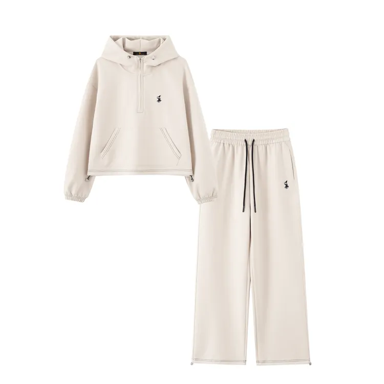 POLO Gwom/秋季新品宽松休闲洋气个性空气棉连帽长裤套装ZS6072