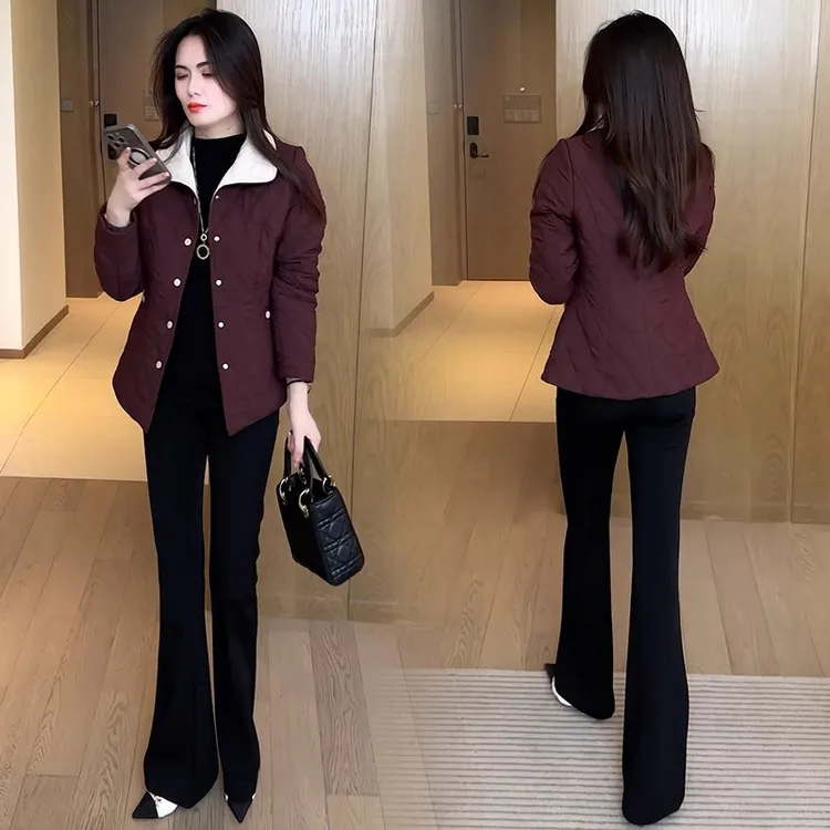 轻薄短款棉衣女2025秋冬新款洋气修身显瘦小个子百搭保暖棉服外套