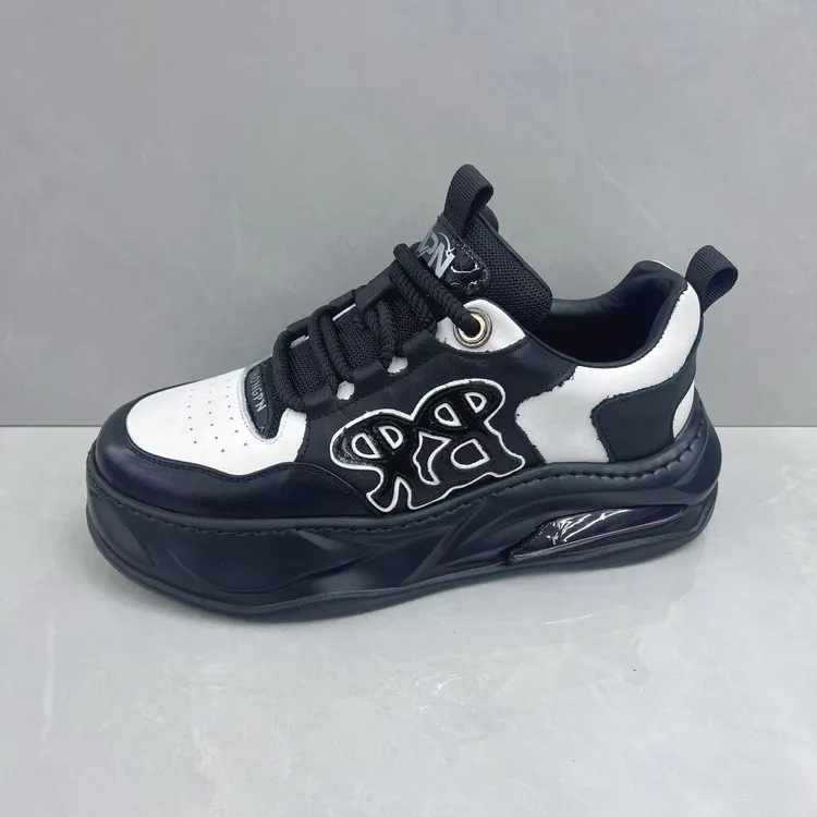 男鞋2026春季新款头层牛皮休闲鞋时尚运动潮流百搭真皮气垫板鞋男