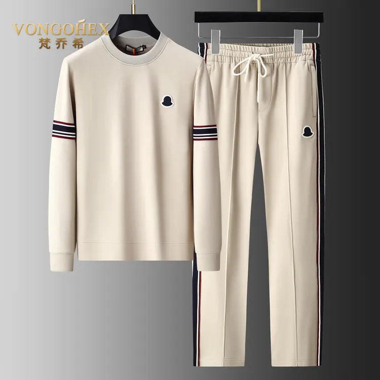 VONGOHEX长袖卫衣休闲运动套装男春秋新款圆领两件套时尚