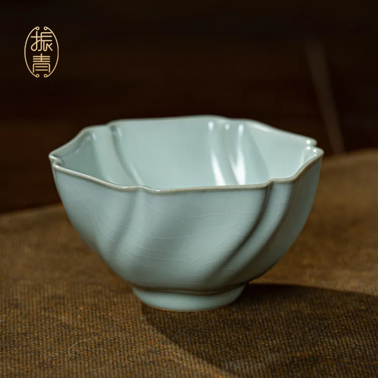 汝窑主人杯单杯葵口杯青瓷茶盏景德镇中式手工陶瓷茶具杯高档送礼