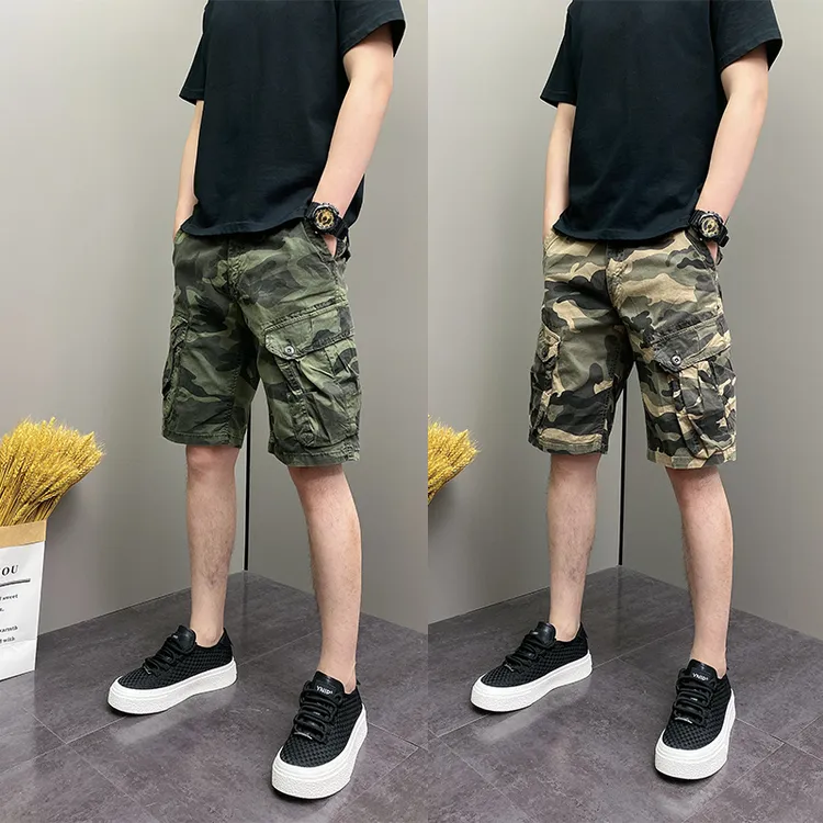 2025年夏季薄款潮流韩版宽松哈伦裤青年男士休闲迷彩休闲四分短裤
