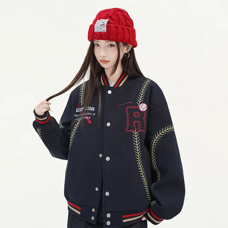 RickyIsClownRIC 运动棒球夹棉棒球服夹克男宽松棉服情侣装厚外套
