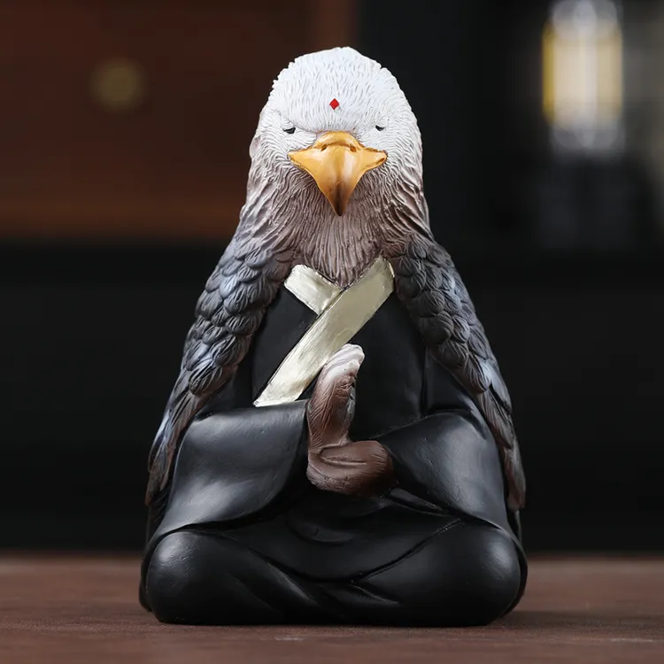 禅意老鹰摆件招财桌面吉祥物五仙堂口供奉摆件外五行鹰雕送礼车载