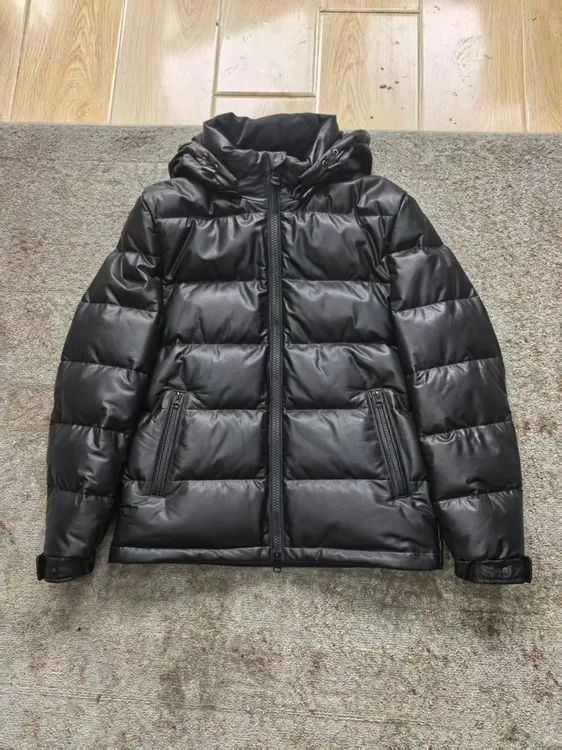 头层牛皮鹅绒连帽可脱卸真皮男士冬季新款保暖时尚防风