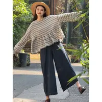 九月Oni【原色】长袖条纹打底衫衬衫女秋季新款针织衫上衣D112A25
