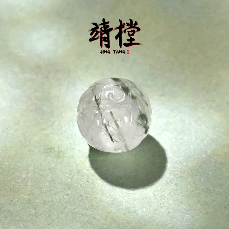 8MM绿发晶雕刻回纹圆珠文玩配珠椰蒂手串手链配饰配珠单珠散珠子