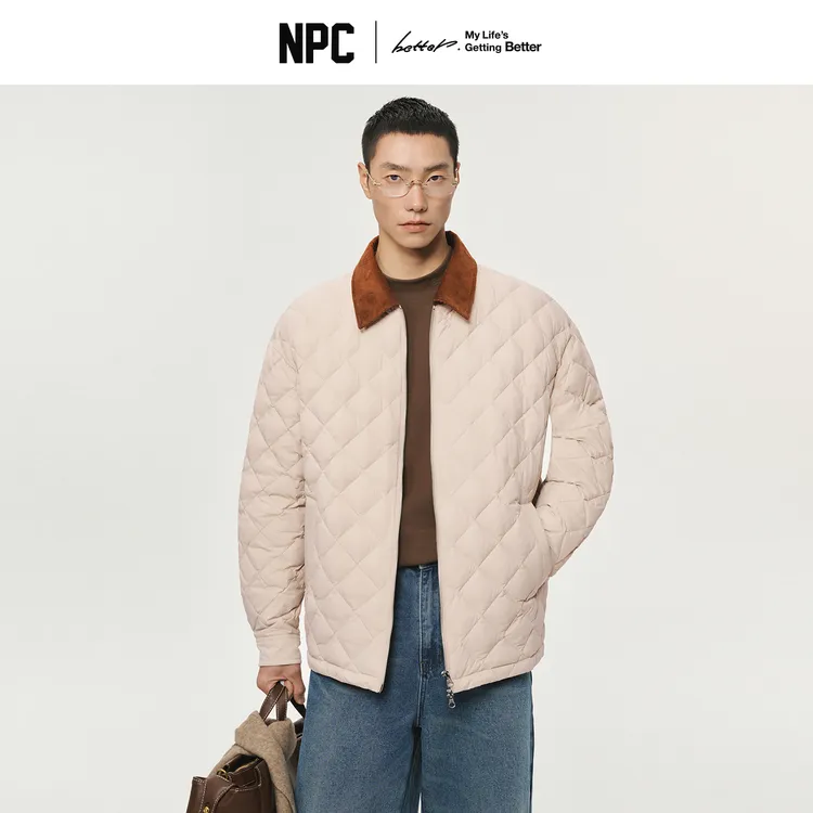 NPC撞色翻领菱格羽绒服90鸭绒夹克保暖防风外套冬季NP5ADJ01
