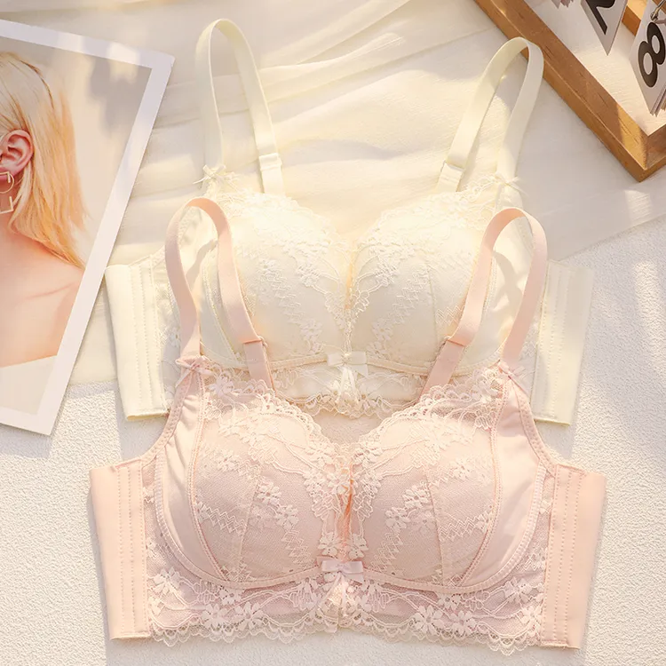 性感蕾丝内衣女夏季薄款小胸聚拢收副乳防下垂调整型无钢圈文胸罩