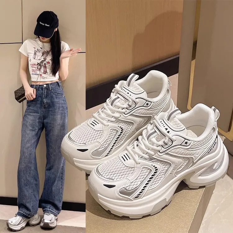 增高老爹鞋女2025新款百搭炸街厚底舒适透气网面轻便休闲运动鞋潮