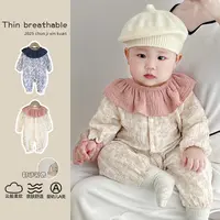 【限送口水巾】婴儿连体衣纯棉长袖薄款春秋新生儿纱布爬服哈衣宝宝