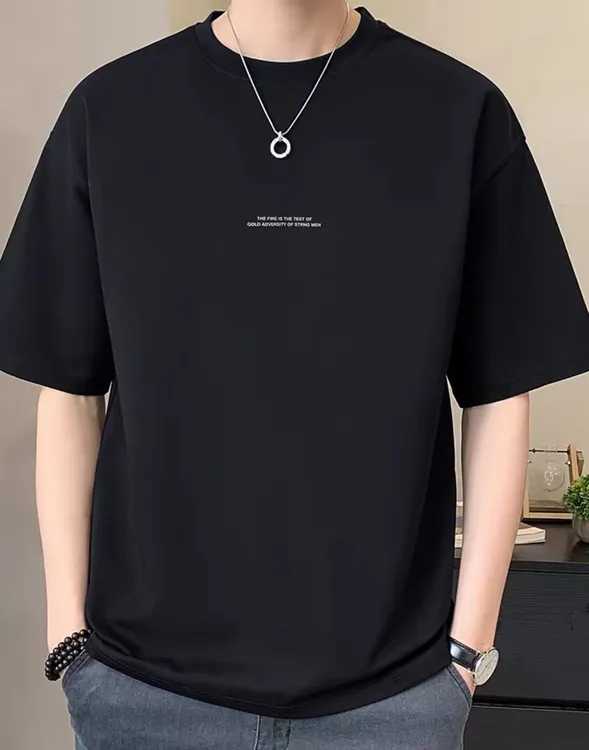 《纯色潮Ⅰ》黑色纯棉新疆潮流休闲上衣百搭男士T恤圆领半袖宽松时尚