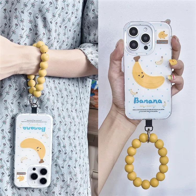 ins感潮牌波点香蕉挂绳手拎圆环适用iphone15pro手机壳苹果16/14