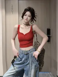 【CCDZ】夏季新品时尚百搭显瘦短款辣妹方V领背心女