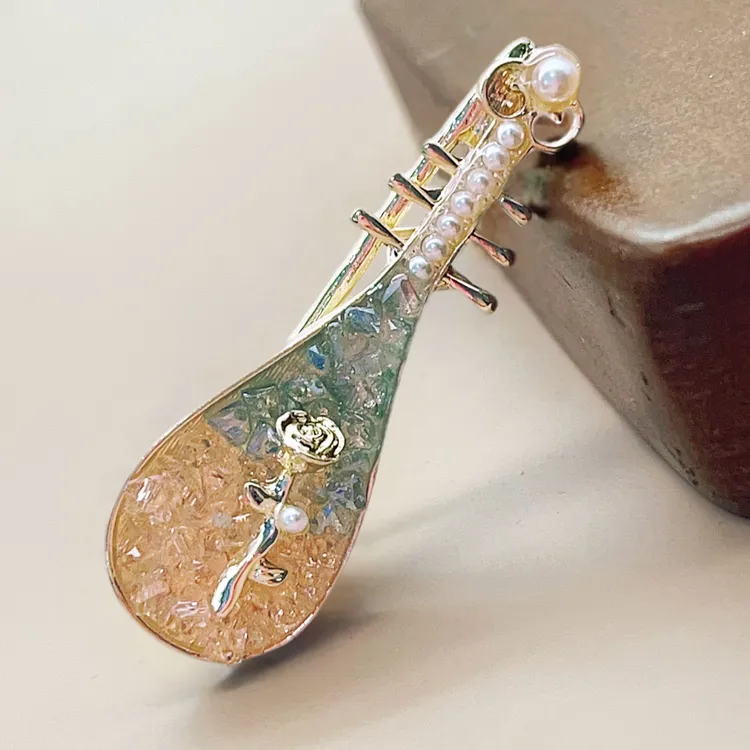 国风玫瑰花琵琶发夹高级感小众侧边夹夹子古风发卡复古头饰发饰女