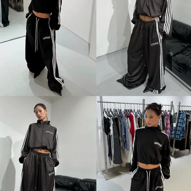 Thisiszoom四道杠运动拉链外套宽松裤子休闲套装