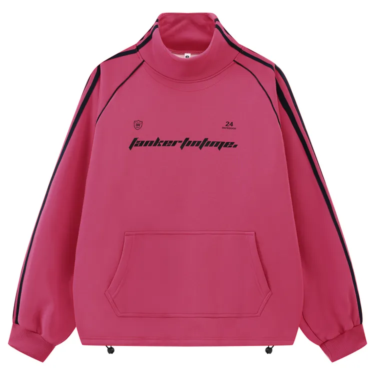 休闲印花加绒韩版男士立领拼接卫衣套头宽松秋冬大码加长加大8903