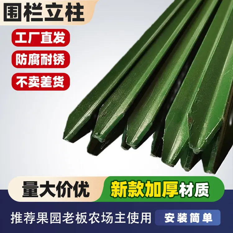 围栏网立柱实心钢立柱铁丝网围栏立柱杆养殖鸡鸭鹅铁柱子尖头户外