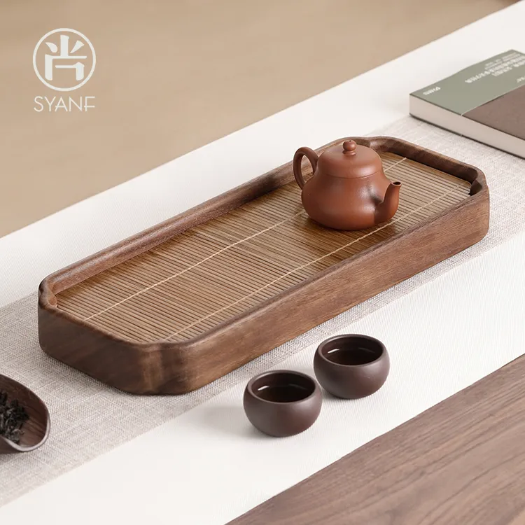 胡桃实木茶盘小型茶托盘2025新款茶台家用一人用干泡台储水式茶海