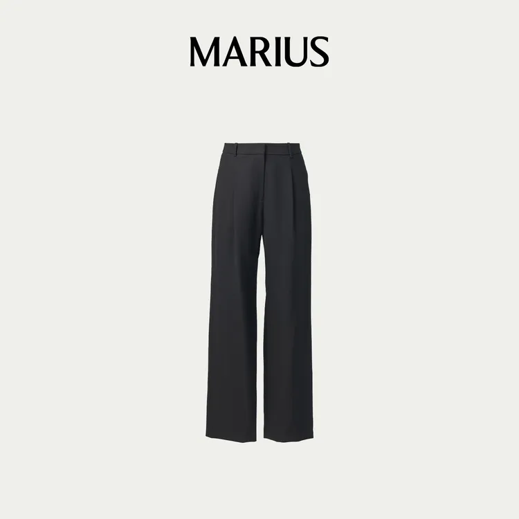 MARIUS"权力西裤"意大利進口定染菠萝纹精纺羊毛老钱感直筒裤