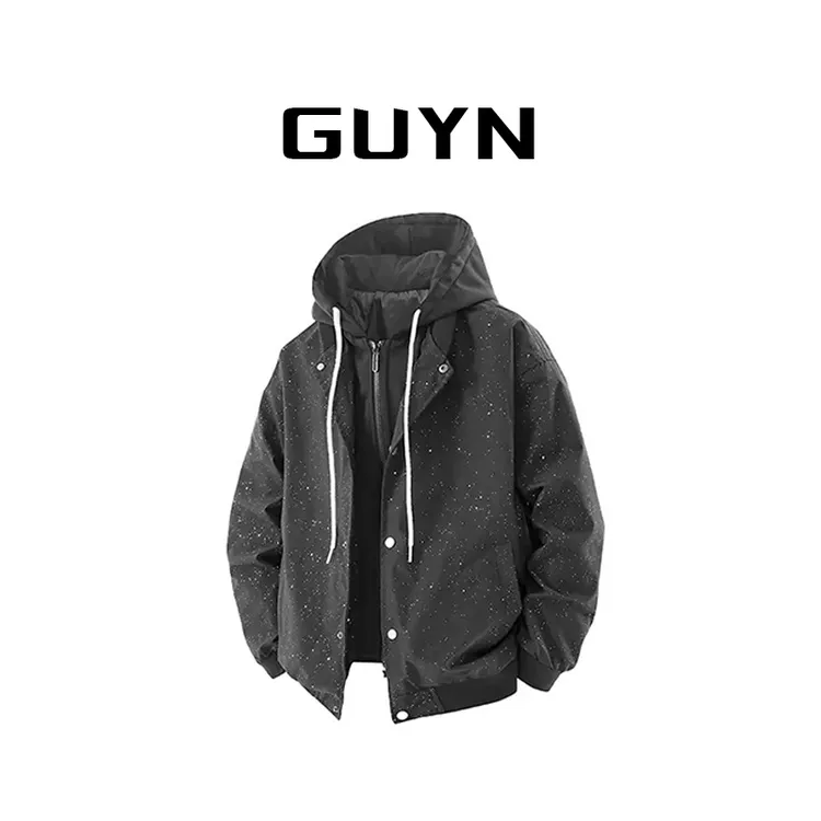 【品牌正品现货】GUYN春秋时尚宽松满天星假两件夹克外套上衣男士