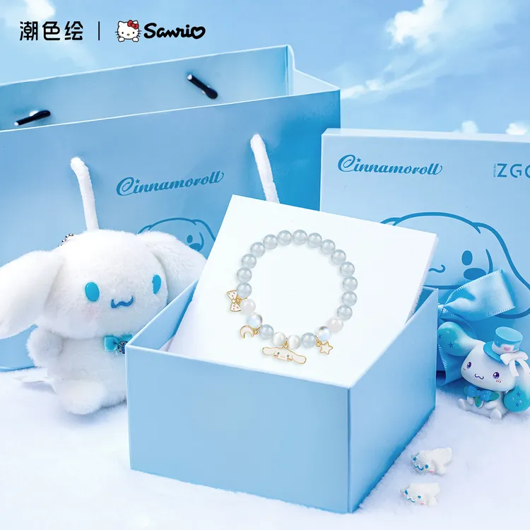 潮色绘 锌合金仿水晶手链 玉桂狗kitty水晶手串女送女友生日礼物