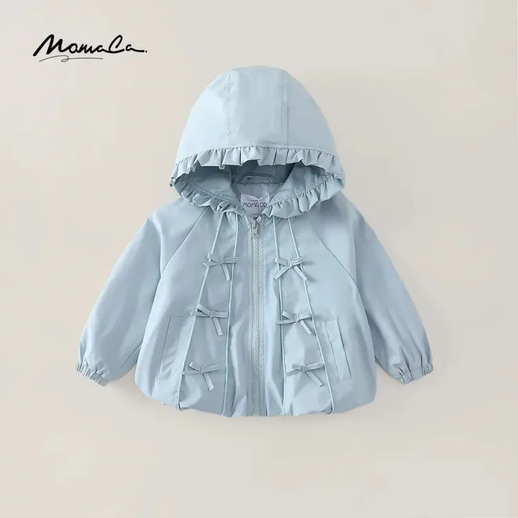 MOMOCO童装秋季女童新款蝴蝶结休闲时尚外套冲锋衣77730138019