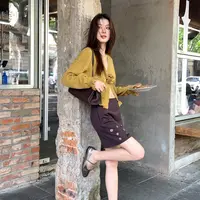 【山月浪漫】RARE ZZ气质名媛感立体手工花朵钉珠a字短裙女