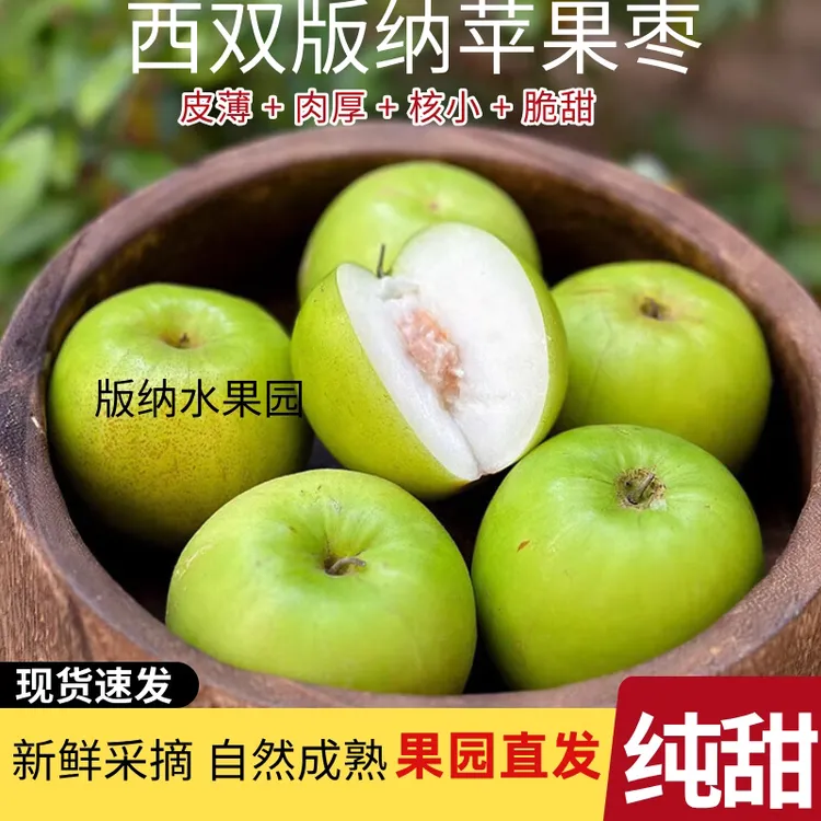 【正宗】西双版纳苹果枣新鲜脆甜爽口纯甜多汁皮薄肉厚核小应季水果
