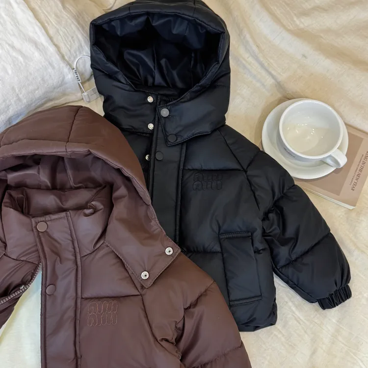 儿童棉服男童女童宝宝小羊皮棉衣棉袄秋冬韩版加绒加厚PU皮外套