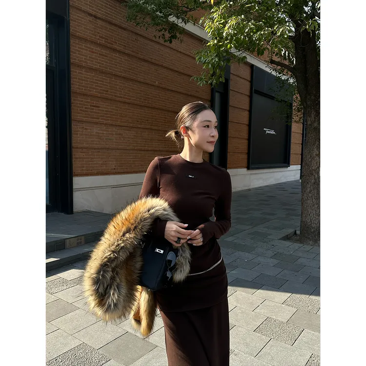 MAKE IF25早春新品时尚洋气百搭暖姜发热长款T恤/半身裙/修身长裤